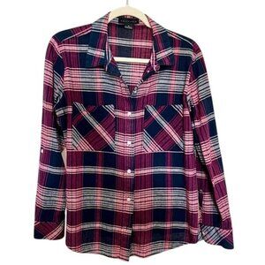 Sanctuary Long Sleeve Plaid Top XB0016XCLR Medium